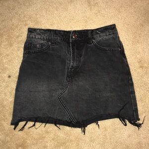 Forever 21 Black Frayed Jean Skirt